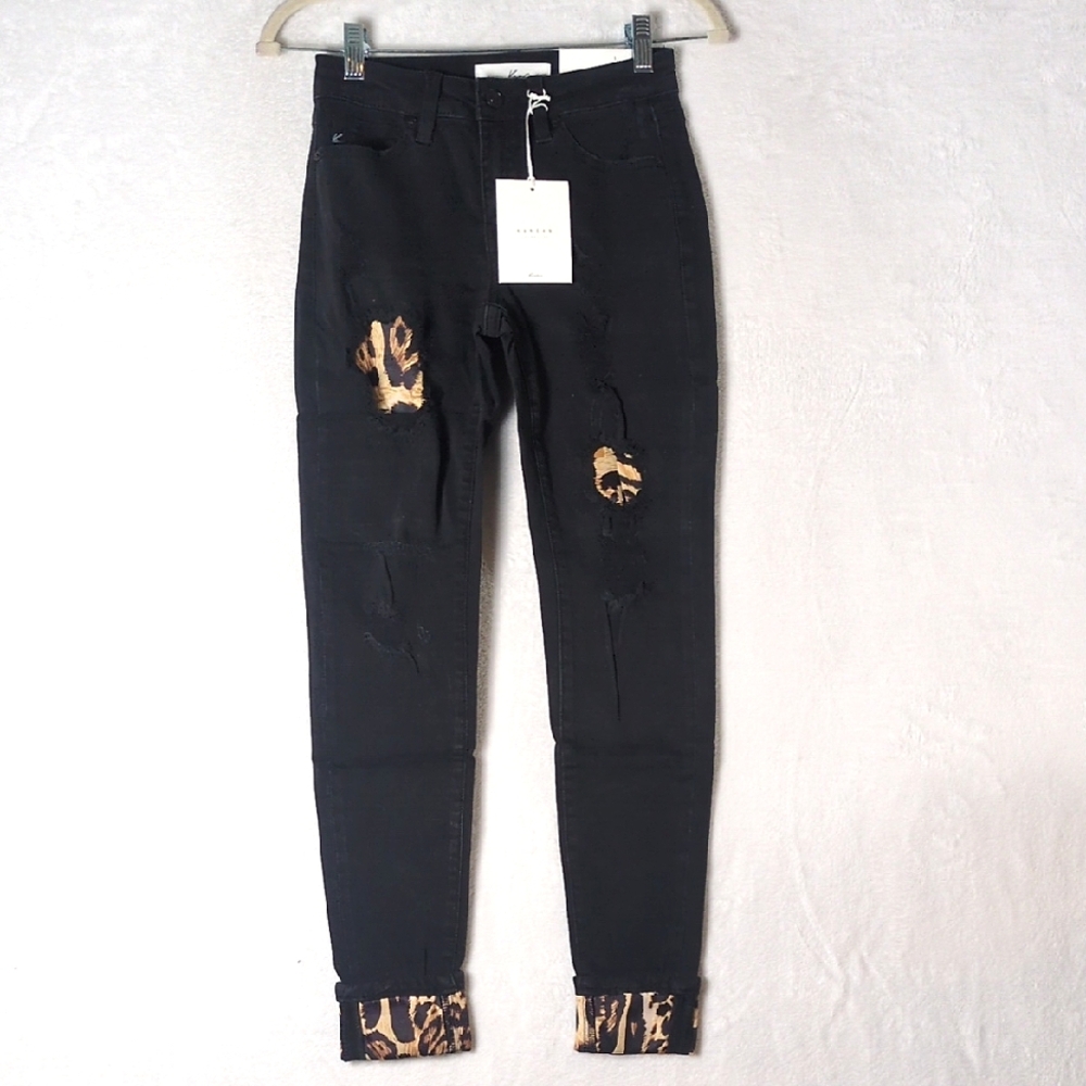 Kancan Junior's Leopard Print Patchwork Distresse… - image 1